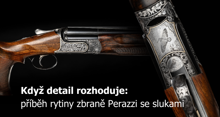 Gravírovaná lovecká puška perazzi – vykládaná zlatem – zdobená loveckou scénou – sluka – iris-rytectvi.cz